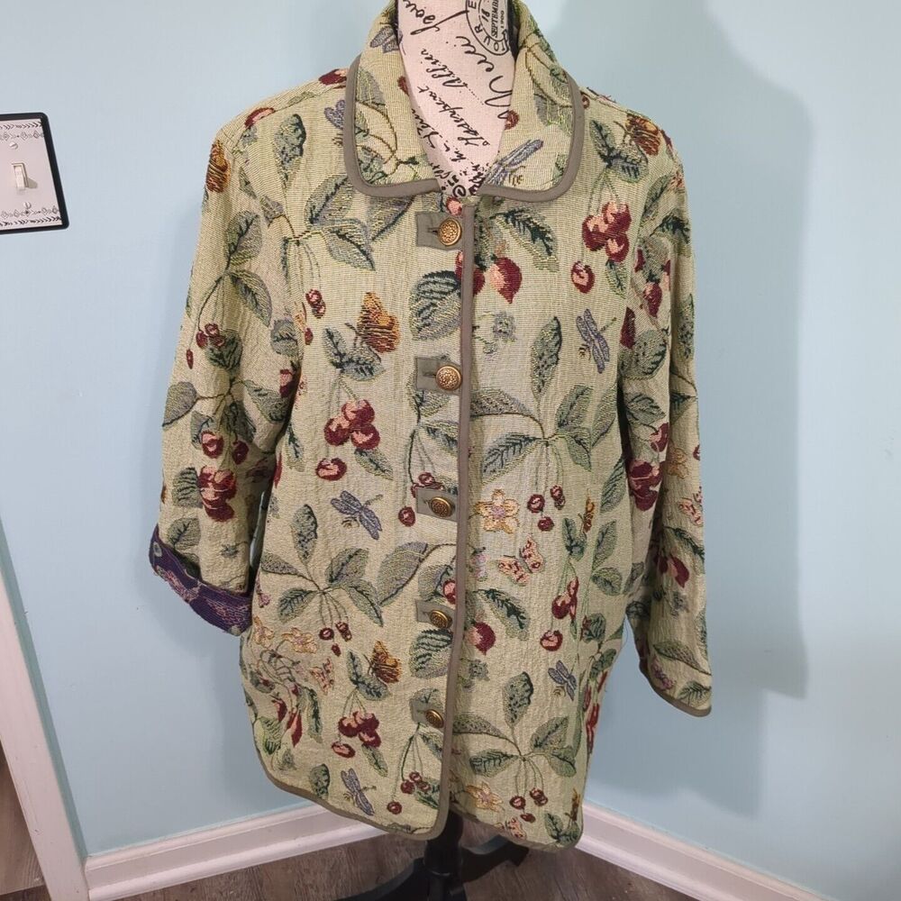 Blair 90s Y2k tapestry fruit & floral oversize blazer jacket extra large